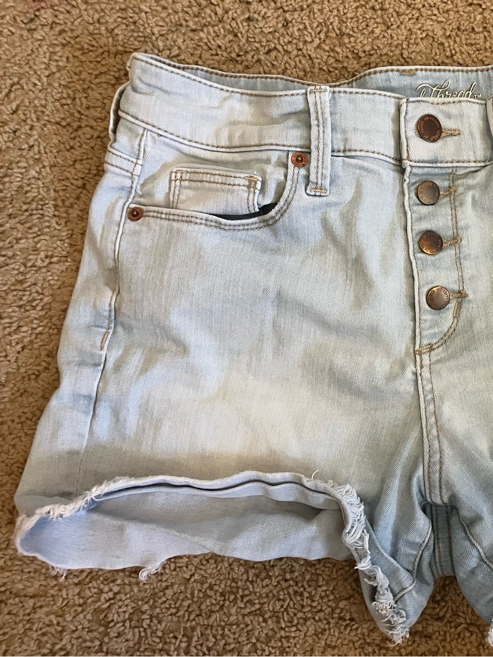 Universal Thread Light Blue High Waist Button-Fly Denim Shorts